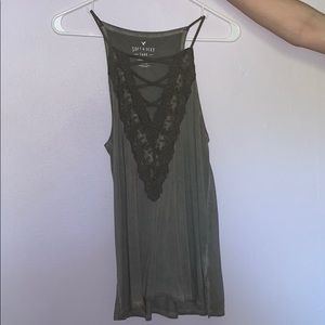 Washed green tank top